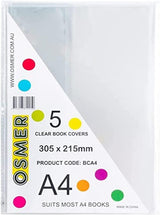 Osmer Exercise Book Covers A4 Clear Plastic Pk 5