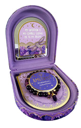 Lisa Pollock Amethyst Crystal Point Bracelet – Gift Boxed Jewellery with Mirror