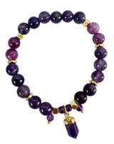 Lisa Pollock Amethyst Crystal Point Bracelet – Gift Boxed Jewellery with Mirror