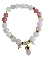 Lisa Pollock Rose Quartz Crystal Point Bracelet – Gift Boxed Jewellery with Mirror