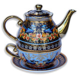 Lisa Pollock  Blue Wrens Ceramic Tea for One Set – 600ml Teapot, 300ml Cup & Plate