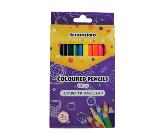 Picture of Schoolpro Jumbo Coloured Pencils Triangular Pk 10