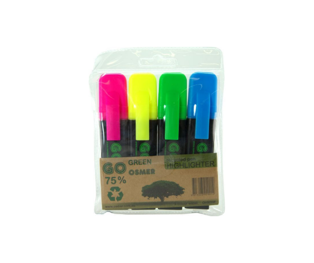 Picture of Osmer Highlighters Pk 4 Assorted with Blue